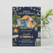 Birthday invitation featuring a camping theme kaart (Staand voorkant)