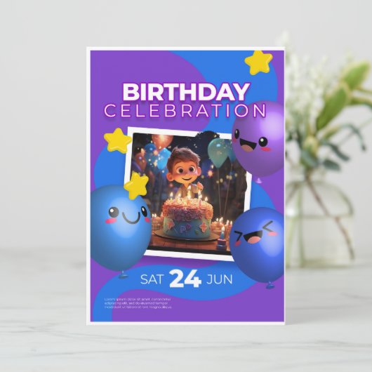 Birthday Invitation  Feestdagenkaart (Staand voorkant)