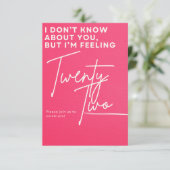 Birthday Invitation for 22  Kaart (Staand voorkant)