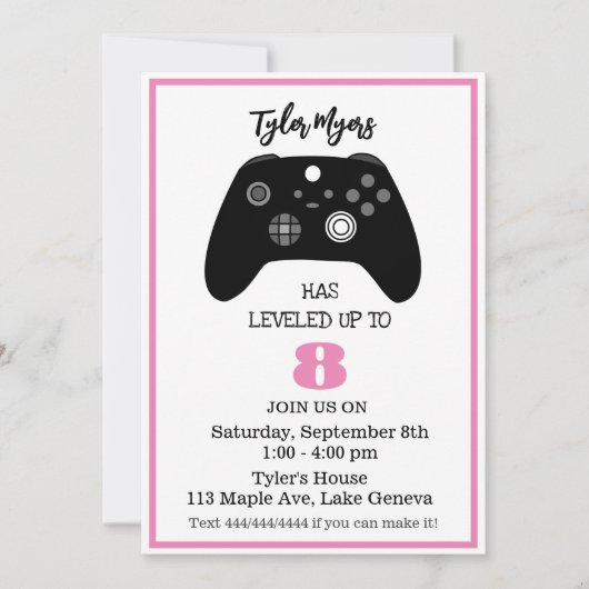 Birthday Invitation for Gamer Kaart (Voorkant)