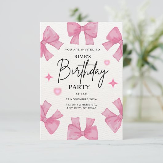 Birthday invitation for girls RSVP kaartje (Staand voorkant)