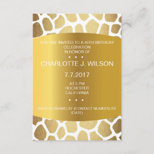 Birthday Invitation Golden Giraffe Skin Vip Kaart