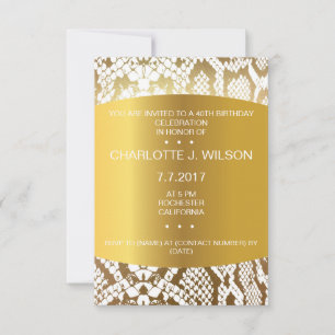 Birthday Invitation Golden Python Skin Vip Kaart