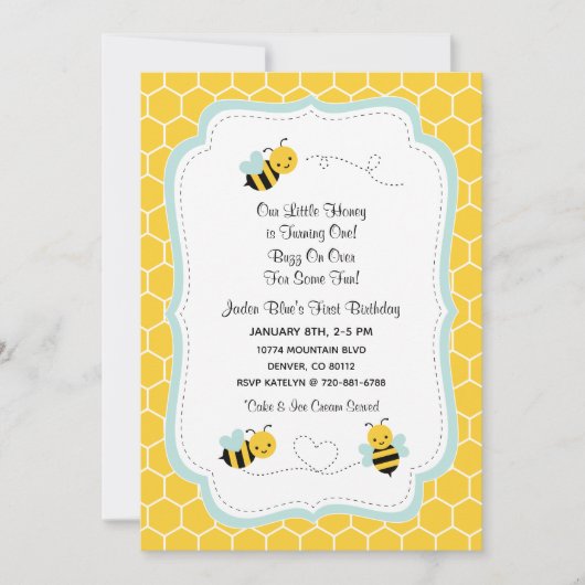 Birthday Invitation Honey Bee Kaart (Voorkant)