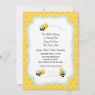 Birthday Invitation Honey Bee Kaart