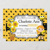 Birthday Invitation Honey Bee Kaart (Voorkant / Achterkant)