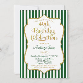 Birthday Invitation Hunter Green Gold Adult Kaart