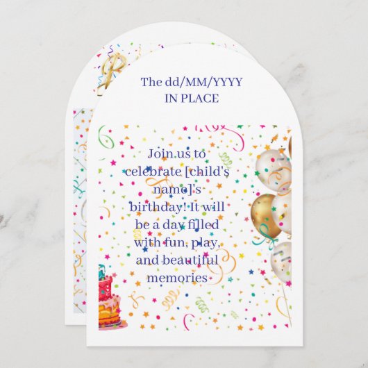 Birthday Invitation Kaart (Voorkant / Achterkant)