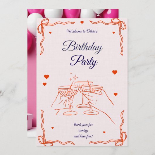 Birthday invitation kaart (Voorkant / Achterkant)