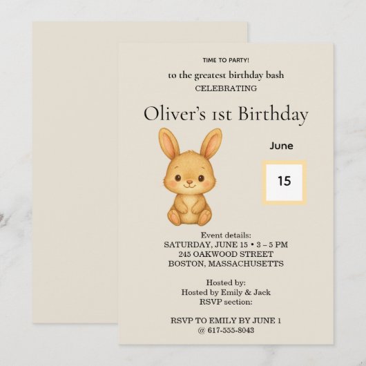 Birthday Invitation Kaart (Voorkant / Achterkant)