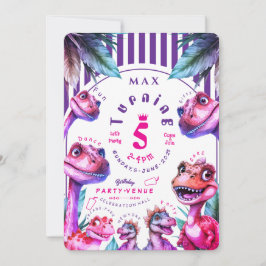 Birthday Invitation Kids Watercolour Dinosaur Kaart
