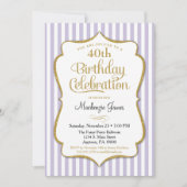 Birthday Invitation Lavender Lila Gold Adult Teen Kaart (Voorkant)