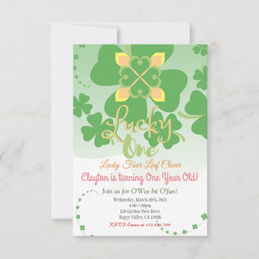 Birthday Invitation Lucky One Party Bedankkaart (Voorkant)