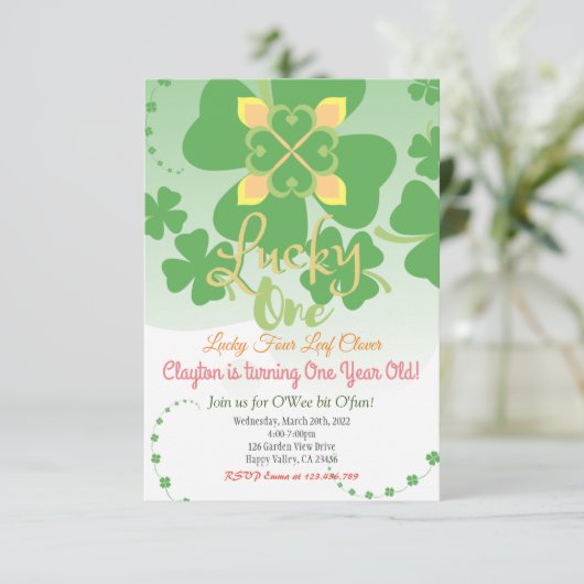 Birthday Invitation Lucky One Party Bedankkaart (Staand voorkant)