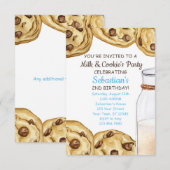 Birthday Invitation Melk & Cookie's Party Kaart (Voorkant / Achterkant)