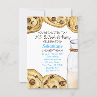 Birthday Invitation Melk & Cookie's Party Kaart