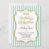 Birthday Invitation Munt Green Gold Adult Teen Kaart (Voorkant)