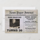 Birthday Invitation NEWS Journal-Insert Photo/AGE Kaart (Voorkant)