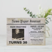 Birthday Invitation NEWS Journal-Insert Photo/AGE Kaart (Staand voorkant)