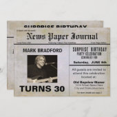 Birthday Invitation NEWS Journal-Insert Photo/AGE Kaart (Voorkant / Achterkant)