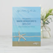 Birthday Invitation, Ocean Theme, Starfish, Name Kaart (Staand voorkant)
