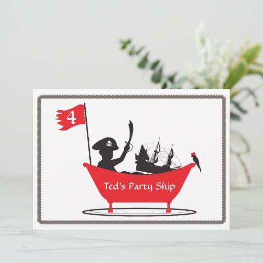 Birthday Invitation - Pirate Boy Kaart (Staand voorkant)