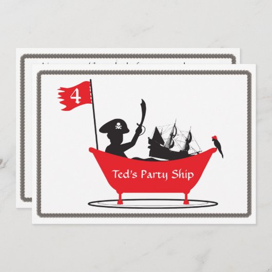 Birthday Invitation - Pirate Boy Kaart (Voorkant / Achterkant)