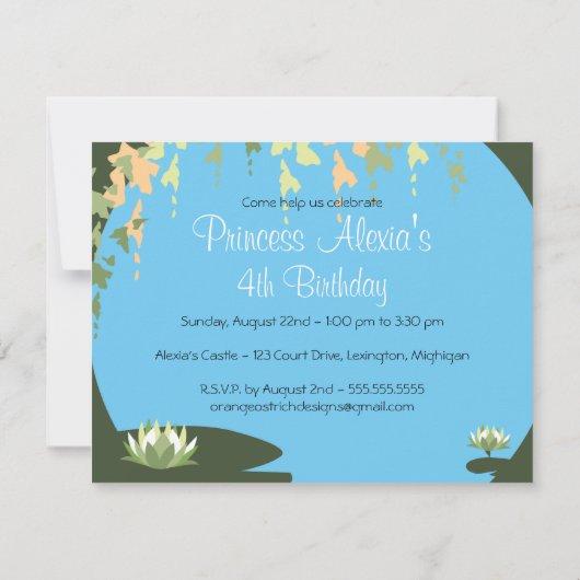 Birthday Invitation - Princess & Frog Kaart (Achterkant)