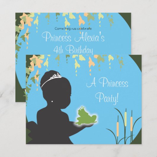 Birthday Invitation - Princess & Frog Kaart (Voorkant / Achterkant)