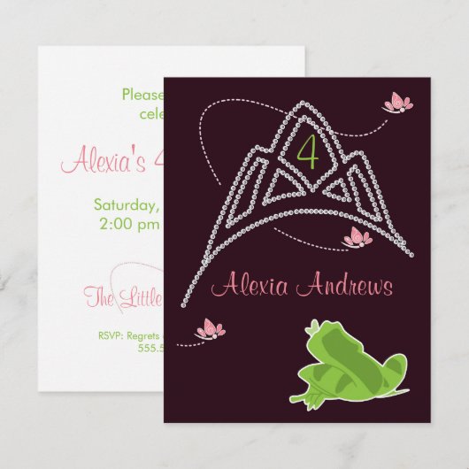 Birthday Invitation - Princess & Frog Kaart (Voorkant / Achterkant)