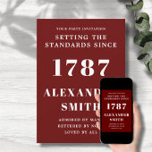 Birthday Invitation Red and White Kaart