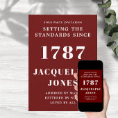 Birthday Invitation Red and White Kaart