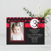 Birthday Invitation Red Lady Bug Kaart (Staand voorkant)