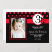 Birthday Invitation Red Lady Bug Kaart (Voorkant / Achterkant)