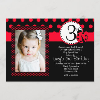 Birthday Invitation Red Lady Bug Kaart