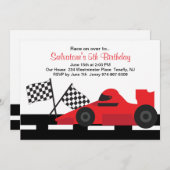 Birthday Invitation Red Race Car Boys Kaart (Voorkant / Achterkant)