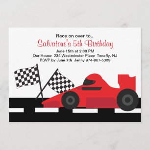 Birthday Invitation Red Race Car Boys Kaart