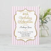 Birthday Invitation roze Gold Adult Tween Kaart (Staand voorkant)