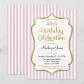 Birthday Invitation roze Gold Adult Tween Kaart (Voorkant / Achterkant)