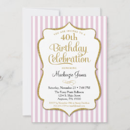 Birthday Invitation roze Gold Adult Tween Kaart