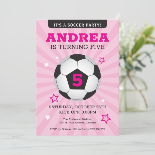 Birthday Invitation Roze Kaart (Staand voorkant)