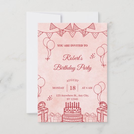Birthday invitation RSVP kaartje (Voorkant)