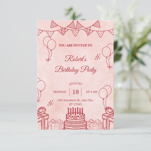 Birthday invitation RSVP kaartje (Staand voorkant)