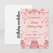 Birthday invitation RSVP kaartje (Voorkant / Achterkant)