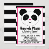 Birthday Invitation striped Panda Party Kaart (Voorkant / Achterkant)