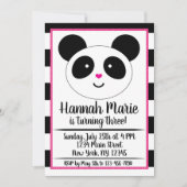 Birthday Invitation striped Panda Party Kaart (Voorkant)