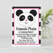 Birthday Invitation striped Panda Party Kaart (Staand voorkant)