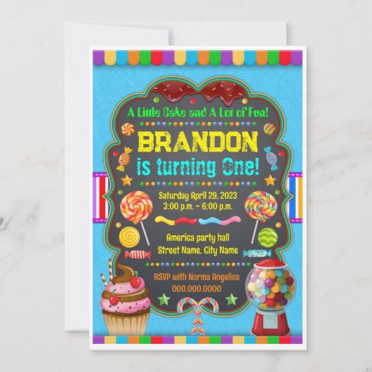 Birthday invitation Sweet candy Kaart (Voorkant)