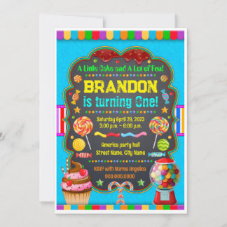 Birthday invitation Sweet candy Kaart