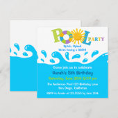Birthday Invitation Water Splash Boy Pool Kaart (Voorkant / Achterkant)